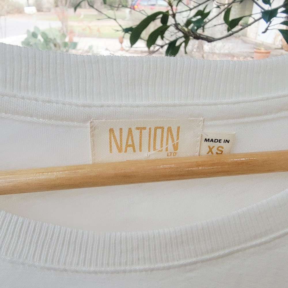 Nation LTD Pima Cotton Cream  White Long Sleeve Top Sz XS Like New - Picture 3 of 7